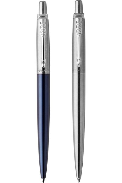 Parker مجموعة أقلام جوتر لندن ديسكفري: قلم حبر جاف أزرق ملكي وقلم من الفولاذ ...