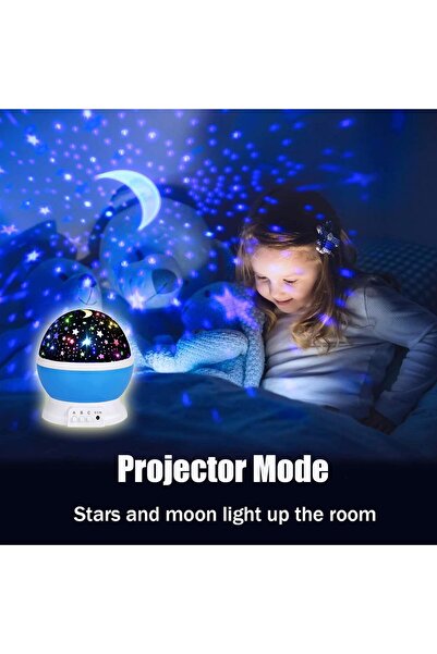 Generic Star Projector Night Light Kids Room Decor Moon Sky Lamp 360 Rotating Glow Dark Birthday Gift Blue