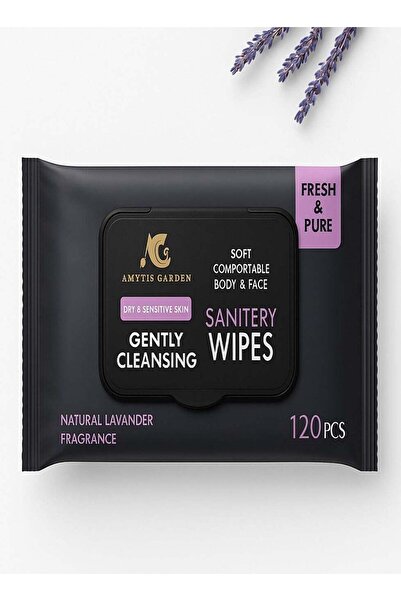AMYTIS GARDEN Sanitary Wipes with Natural Lavender Fragrance – 120 Pcs