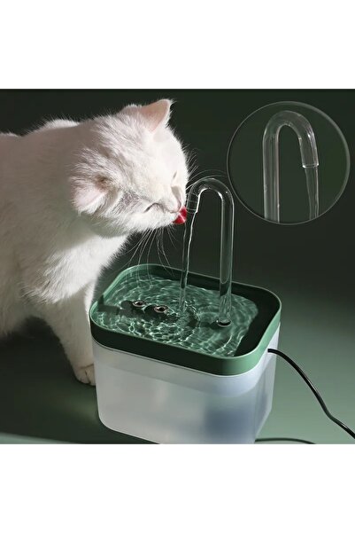 Saharina Dozator automat de apă, pentru pisici și câini, filtrare, 4 filtre, 1,5 L, verde/transparent