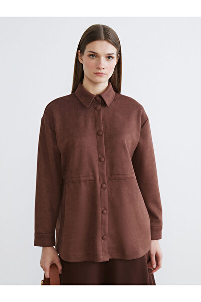 LC Waikiki Brown Women's Suede Look Shirt Jacket