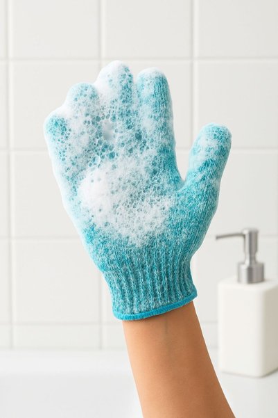 ribac 2-Piece Bath Scrub Exfoliating Glove Set Turquoise