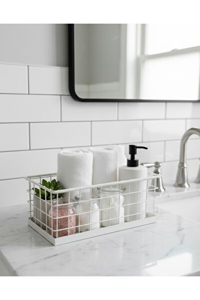 özmert منظم للمطبخ والحمام صغير الحجم باللون الأبيض