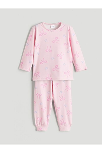 LC Waikiki Lcw Kids Crew Neck Bow Patterned Girls' Pajama Set