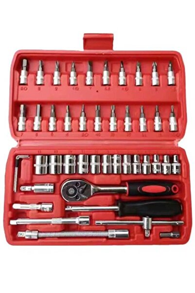 Denx 46-piece Socket Set with Reversible Ratchet and Rotary Handle