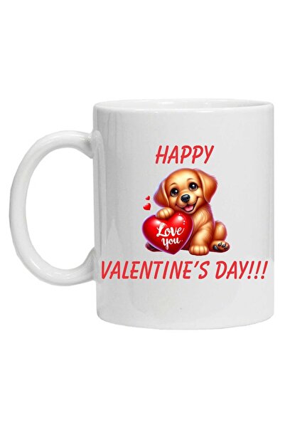 CRD PRINT Personalized mug 'Puppy happy Valentine's Day', White Ceramic, 330 ml