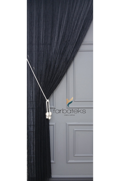 farbateks Black Broken Glass Embroidered Non-Iron Wrinkle-Free 3-Layer Pleated Tulle