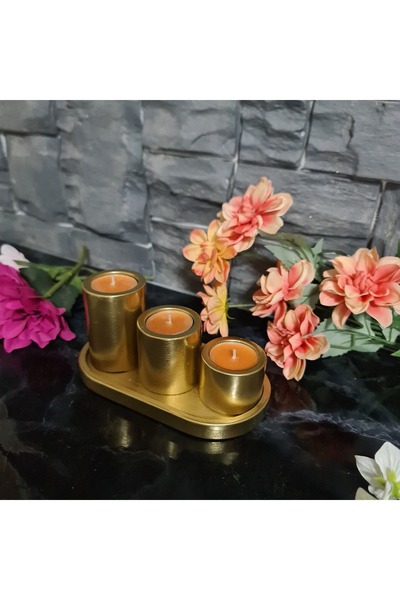 ERGİNCİ HOME GOLD 4 PARÇA MUMLUK AKSESUAR Tealight Mumluk Seti – Modern Dekor...