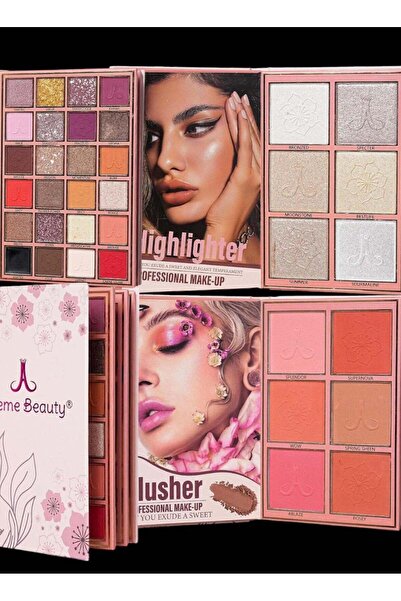 Lafmi Beauty ظلال العيون + أحمر الخدود + هايلايتر من لوف مي بيوتي