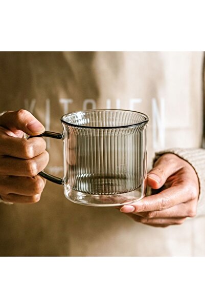 Generic 270ml double-walled glass cup, gray interior