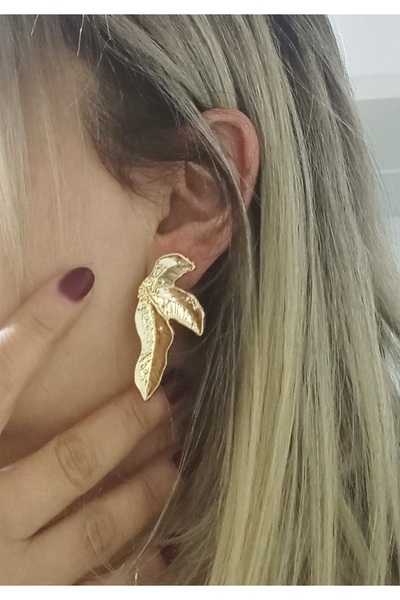 mos&more by mosev Gold Palm Leaf Earrings
