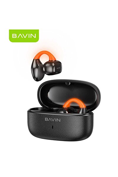 Bavin TWS Bluetooth open-ear earbuds with touch control, LED lighting, AI voice assistant, and translation.