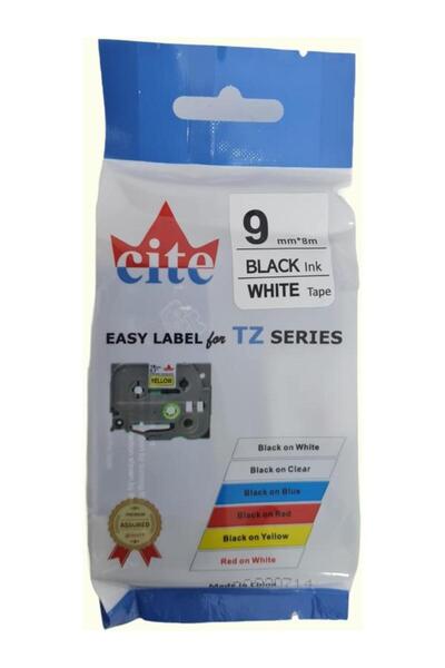 Cite Label Cassette, Label Cartridge 9mm 8 Meters Black Ink White Tape supporting Brother printers