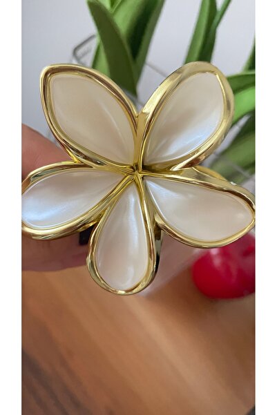 irembijuteri BEYAZ SEDEFLİ LOTUS TOKA BÜYÜK BOY