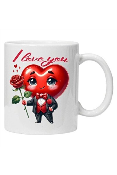 CRD PRINT Personalized mug with message 'I love you' model 3, 330 ml, white