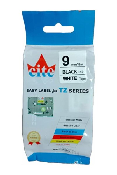 Cite Label Cassette, Label Cartridge 9mm 8 Meters Black Ink White Tape supporting Brother printers
