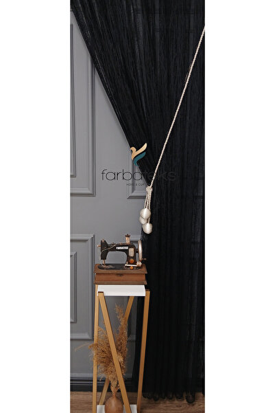 farbateks Black Broken Glass Embroidered Right Single-Winged Topknot 3 Layers Pleated Tulle