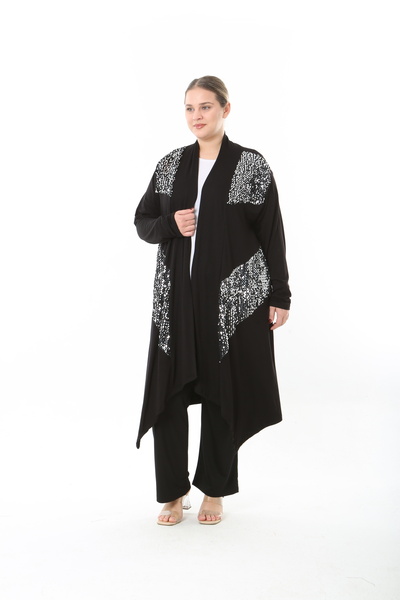 XL Modam Women's Lycra Viscose Sequin Plus Size Cardigan