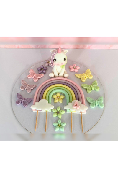 FigurinArt Set of sugar paste cake figurines - Unicorn - Handmade
