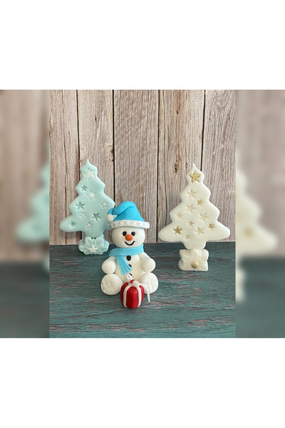 FigurinArt Sugar paste cake figurine - Snowman - Handmade