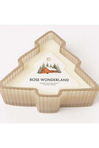 Modera Rose Wonderland Scented Candle in the Shape of a Fir Tree, Winter Decor, Floral Aroma, Perfect Gift