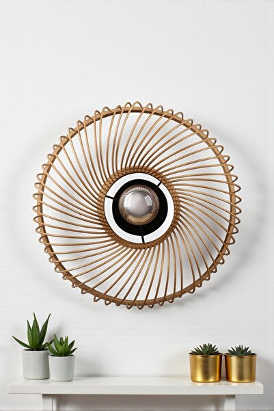 oceanpoint Spiral Bamboo Halo Wall Lamp, 35 Cm, Hand Knitted Sconce, E27 Led Compatible, Hallway/Entrance/Living Room