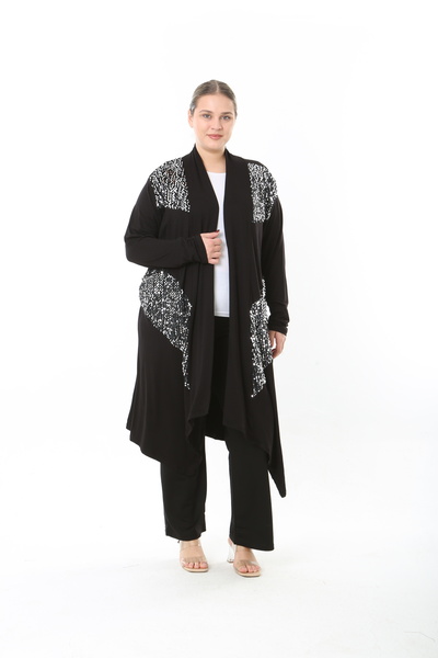 XL Modam Women's Lycra Viscose Sequin Plus Size Cardigan