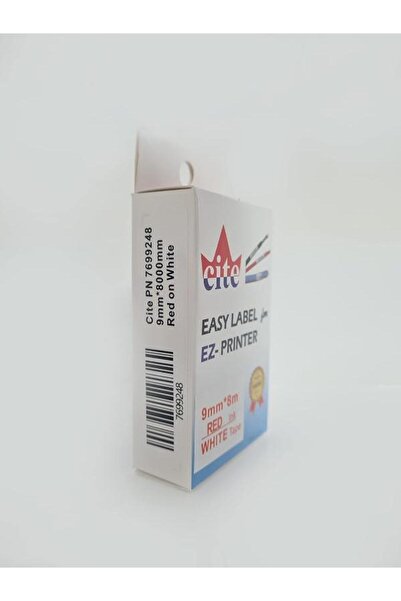 Cite Label Cassette, Label Cartridge 9mm 8 Meters Red Ink White Tape FOR Casio label printer