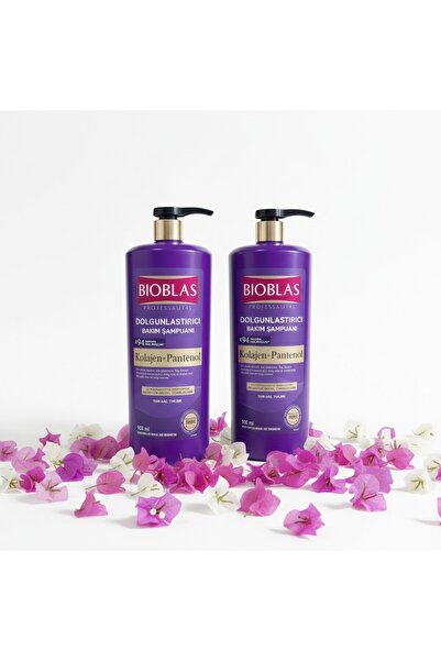 Bioblas 2 X 900 ml Collagen+Panthenol & Herbal B19 Anti-Hair Loss Volumizing Shampoo