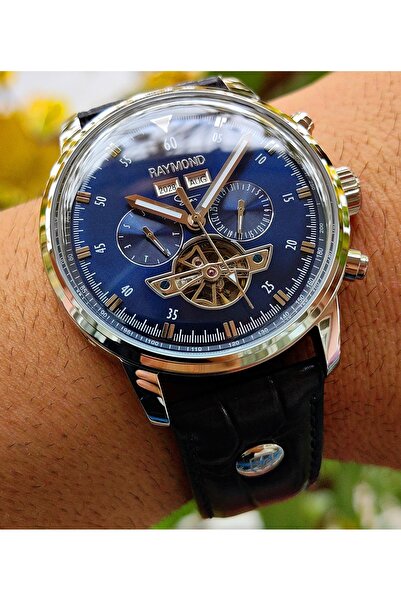 Raymond Star Series Navy Blue Silver Automatic Men's Wristwatch