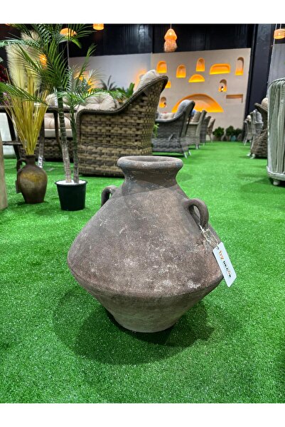 Ekodoğa Vazo Firuze Çömlek Dekoratif Saksı Toprak Saksı