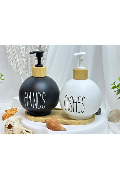 aden glass طقم صابون سائل من السيراميك بتصميم إسكندنافي مع تفاصيل من الخيزران...