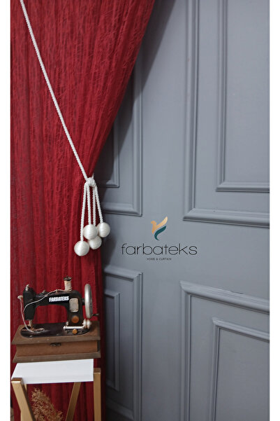 farbateks Red Broken Glass Embroidered Left Heeled K Double-Breasted 3 Layer Pleated Tulle