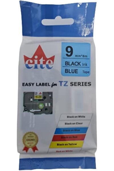 Cite Label Cassette, Label Cartridge 9mm 8 Meters Black Ink BLUE Tape supporting Brother printers