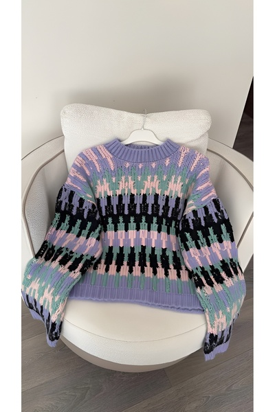 mahira collection Women's Patterned Soft Texture Fleece-Lined Knitwear Sweater