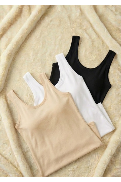 Loule Women's 3-Pack Thick Strap Tank Top - 48% Cotton 47% Modal Soft Non-Sweat Stretchy Fabric