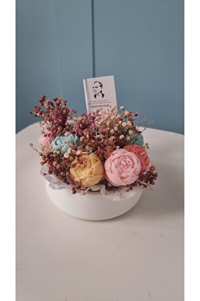 bn.starlights Taş Vazoda Mum Çicek Buketi