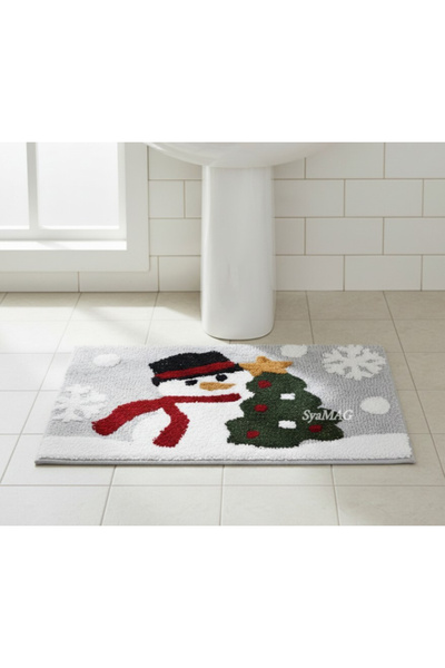 SyaMAG Bath mat, snowman pattern, non-slip surface, 75 x 45 cm
