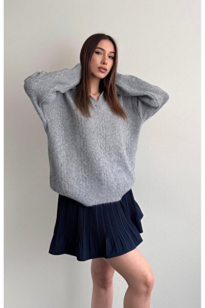 fujya Polo Neck Hair Knitwear Sweater