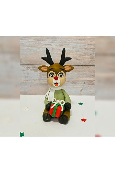 FigurinArt Sugar paste cake figurine - Santa's reindeer - Handmade
