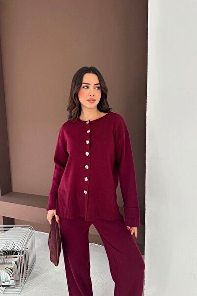 Noi Belis Oversized Big Button Detailed Knitwear Bottom-Top Set Aw25Au0044