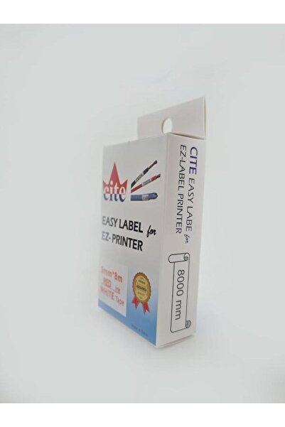 Cite Label Cassette, Label Cartridge 9mm 8 Meters Red Ink White Tape FOR Casio label printer