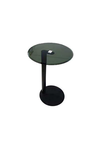 genernic طاولة خدمة فردية - زجاج أسود مع قاعدة من الفولاذ المقاوم للصدأ