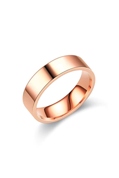 Kracer 18K Rose Gold Plated 6mm Simple Steel Ring