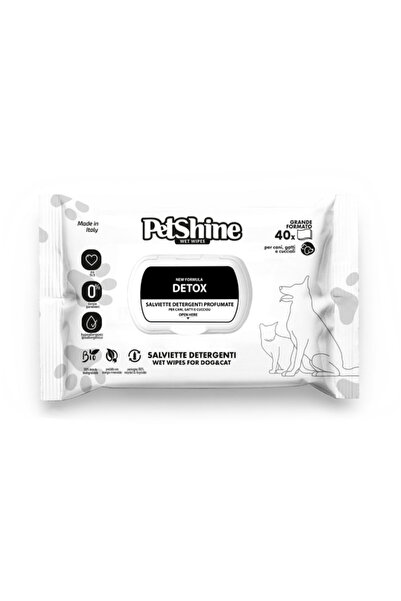 petshine مناديل مبللة لإزالة السموم من الحيوانات الأليفة - 40 قطعة