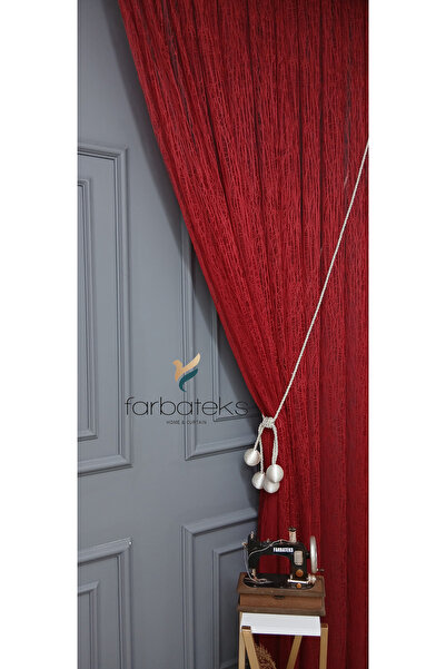 farbateks Red Broken Glass Embroidered Right Single-Winged Topcuklu 3 Layer Pleated Tulle