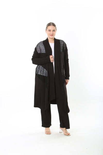 XL Modam Women's Lycra Viscose Patterned Large Size Cardigan