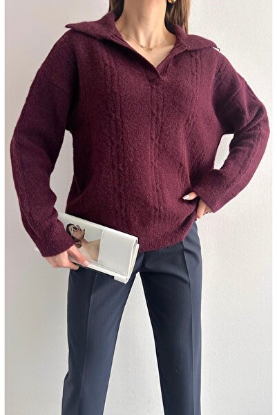 fujya Polo Neck Hair Knitwear Sweater