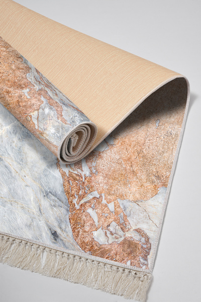 Alanur Home Non-Slip Base Djt Toilet Set Star Leather Fringed Marble E5034 Blue