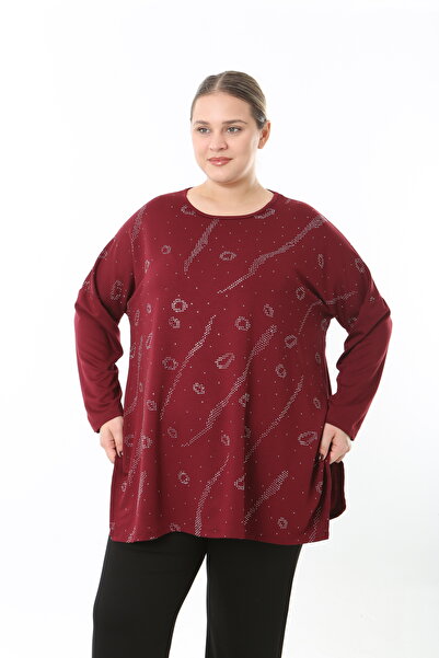 XL Modam Women's Lycra Viscose Stone Burgundy Large Size Tunic